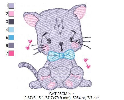 Cat embroidery design - Kitty embroidery designs machine embroidery pattern - Pet embroidery file - Baby girl embroidery Kitchen cloth Apron Marcia Embroidery