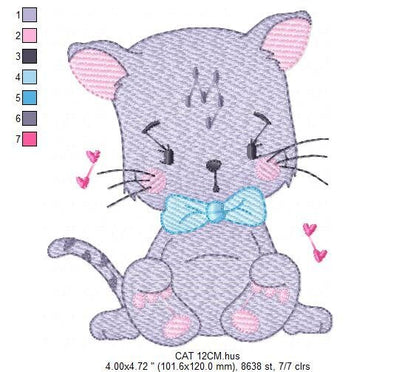 Cat embroidery design - Kitty embroidery designs machine embroidery pattern - Pet embroidery file - Baby girl embroidery Kitchen cloth Apron Marcia Embroidery