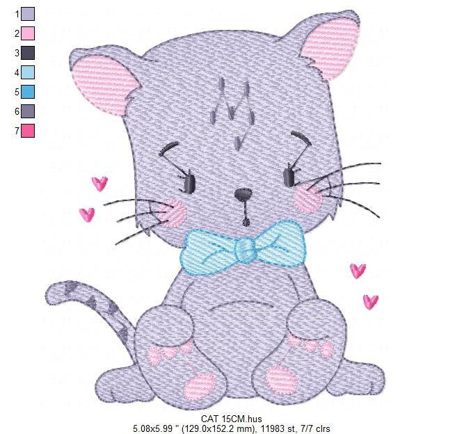Cat embroidery design - Kitty embroidery designs machine embroidery pattern - Pet embroidery file - Baby girl embroidery Kitchen cloth Apron Marcia Embroidery