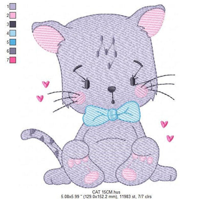 Cat embroidery design - Kitty embroidery designs machine embroidery pattern - Pet embroidery file - Baby girl embroidery Kitchen cloth Apron Marcia Embroidery