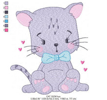 Load image into Gallery viewer, Cat embroidery design - Kitty embroidery designs machine embroidery pattern - Pet embroidery file - Baby girl embroidery Kitchen cloth Apron
