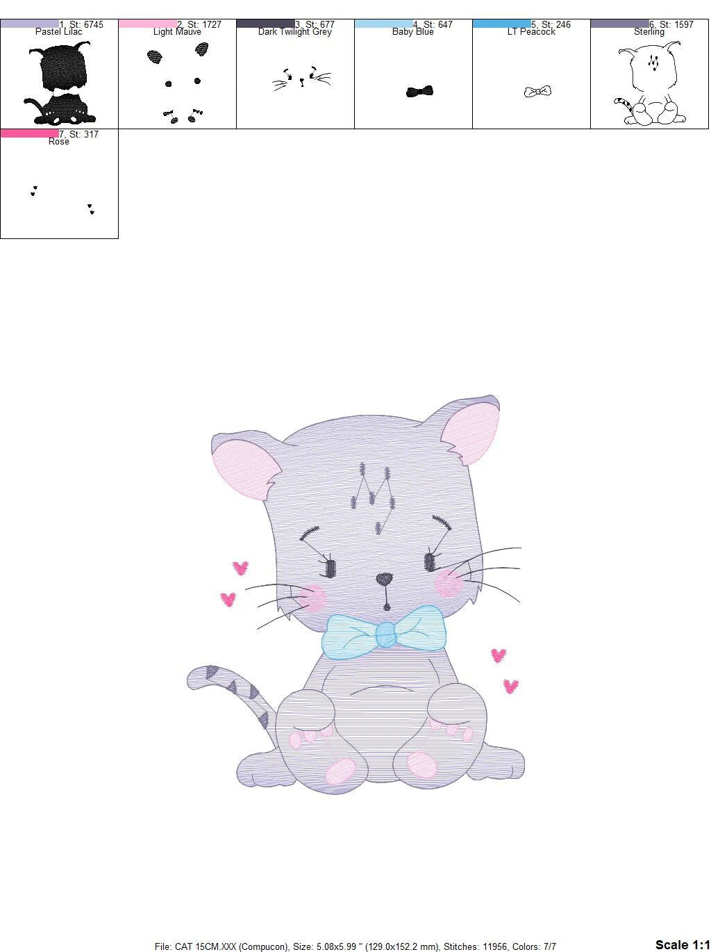Cat embroidery design - Kitty embroidery designs machine embroidery pattern - Pet embroidery file - Baby girl embroidery Kitchen cloth Apron Marcia Embroidery