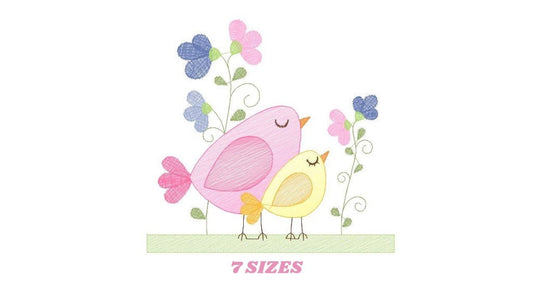 Bird embroidery designs - Birds embroidery design machine embroidery pattern - Spring garden embroidery file - instant download Tea towel