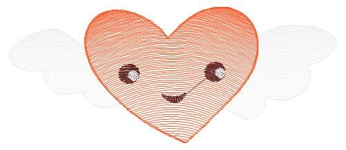 Heart with wings embroidery designs - Heart embroidery design machine embroidery pattern - Heart with happy face embroidery download pes jef Marcia Embroidery