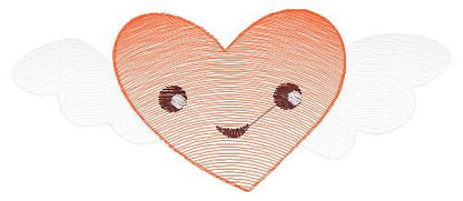 Heart with wings embroidery designs - Heart embroidery design machine embroidery pattern - Heart with happy face embroidery download pes jef Marcia Embroidery