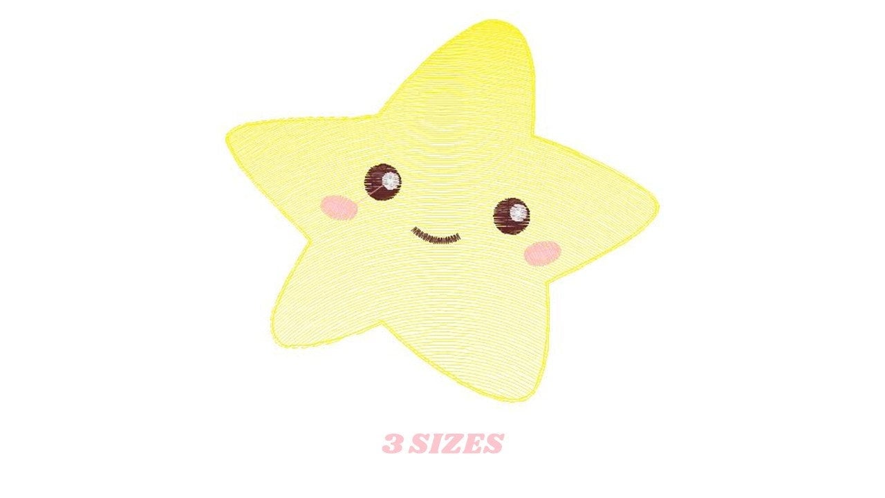 Star embroidery designs - Star with happy face embroidery design machine embroidery pattern - Sky embroidery file - kid embroidery download Marcia Embroidery