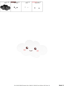 Cloud embroidery design - happy cloud with face embroidery designs machine embroidery pattern - sky embroidery file - kid embroidery pes jef