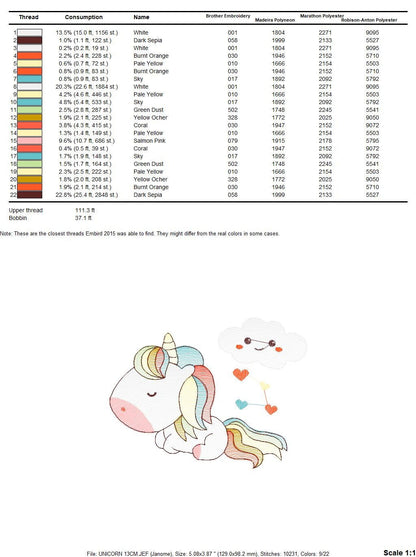 Unicorn embroidery designs - Baby Girl embroidery design machine embroidery pattern - Fantasy embroidery - newborn layette unicorn design Marcia Embroidery
