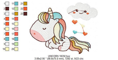 Unicorn embroidery designs - Baby Girl embroidery design machine embroidery pattern - Fantasy embroidery - newborn layette unicorn design Marcia Embroidery