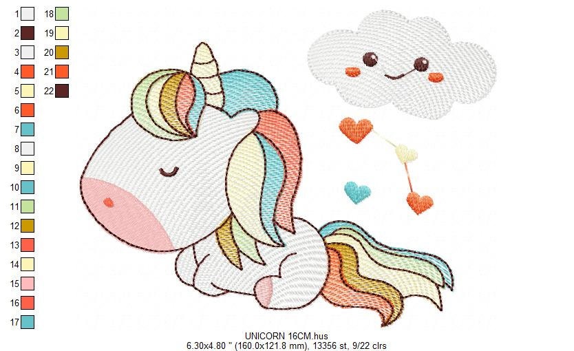 Unicorn embroidery designs - Baby Girl embroidery design machine embroidery pattern - Fantasy embroidery - newborn layette unicorn design Marcia Embroidery