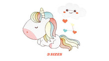 Laden Sie das Bild in den Galerie-Viewer, Unicorn embroidery designs - Baby Girl embroidery design machine embroidery pattern - Fantasy embroidery - newborn layette unicorn design
