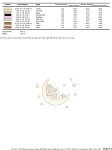 Angel embroidery designs - Girl in the moon embroidery design machine embroidery pattern - Angel sleeping in moon embroidery file download