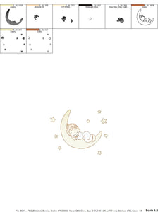 Angel embroidery designs - Boy in moon embroidery design machine embroidery pattern - Angel in the moon embroidery file - sleeping boy