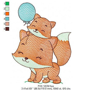 Fox mum with baby boy embroidery designs - Red Fox embroidery design machine embroidery pattern - Animal embroidery file - Baby boy design