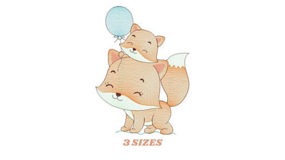 Fox mum with baby boy embroidery designs - Red Fox embroidery design machine embroidery pattern - Animal embroidery file - Baby boy design Marcia Embroidery