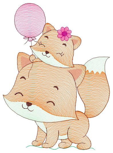 Dad Fox with female cub embroidery designs - Red Fox embroidery design machine embroidery pattern - Animal embroidery file - pes download - Marcia Embroidery