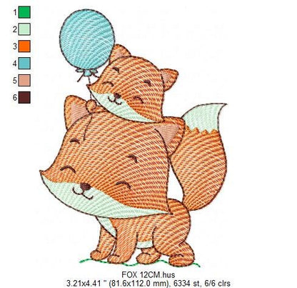 Dad Fox with male cub embroidery designs - Red Fox embroidery design machine embroidery pattern - Animal family embroidery file - Baby boy Marcia Embroidery