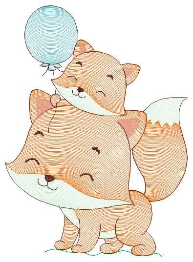 Dad Fox embroidery designs - Red Fox with male cub machine embroidery pattern - Animal family file - Baby boy and girl file - Instant download pes jef