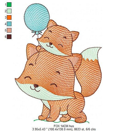 Dad Fox with male cub embroidery designs - Red Fox embroidery design machine embroidery pattern - Animal family embroidery file - Baby boy Marcia Embroidery