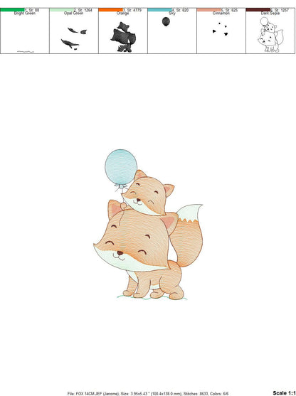 Dad Fox with male cub embroidery designs - Red Fox embroidery design machine embroidery pattern - Animal family embroidery file - Baby boy Marcia Embroidery