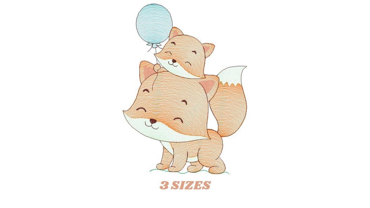 Dad Fox with male cub embroidery designs - Red Fox embroidery design machine embroidery pattern - Animal family embroidery file - Baby boy Marcia Embroidery