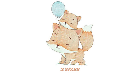 Dad Fox with male cub embroidery designs - Red Fox embroidery design machine embroidery pattern - Animal family embroidery file - Baby boy Marcia Embroidery