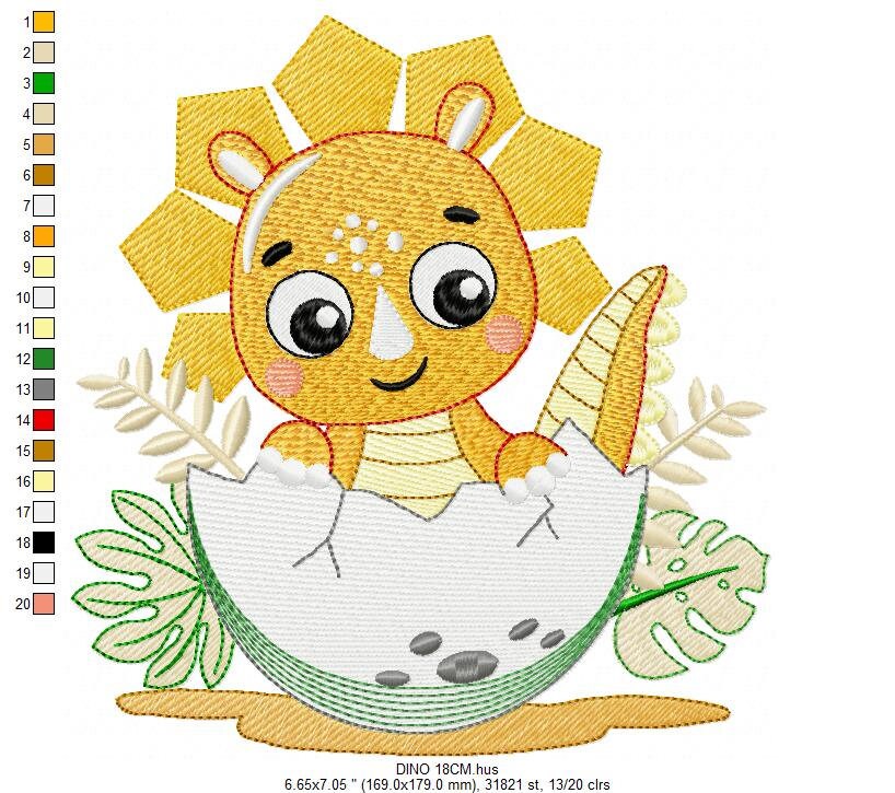BabyDinosaur embroidery designs - Dino embroidery design machine embroidery pattern - Baby boy embroidery file - Dinosaur egg pes download Marcia Embroidery