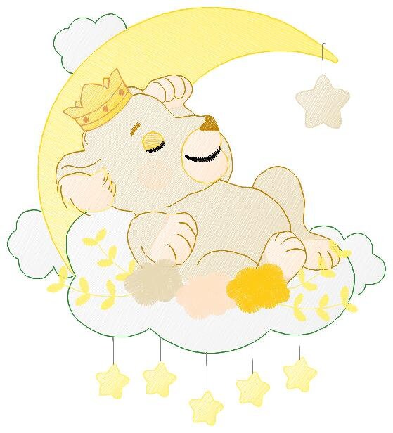 Lion embroidery designs - Lioness embroidery design machine embroidery pattern - Sleeping lioness embroidery file - Moon embroidery download