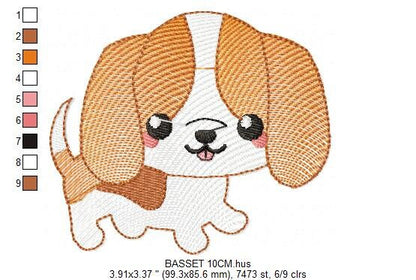 Basset Hound embroidery designs - Dog embroidery design machine embroidery pattern - Puppy embroidery file -  Pet embroidery download pes Marcia Embroidery