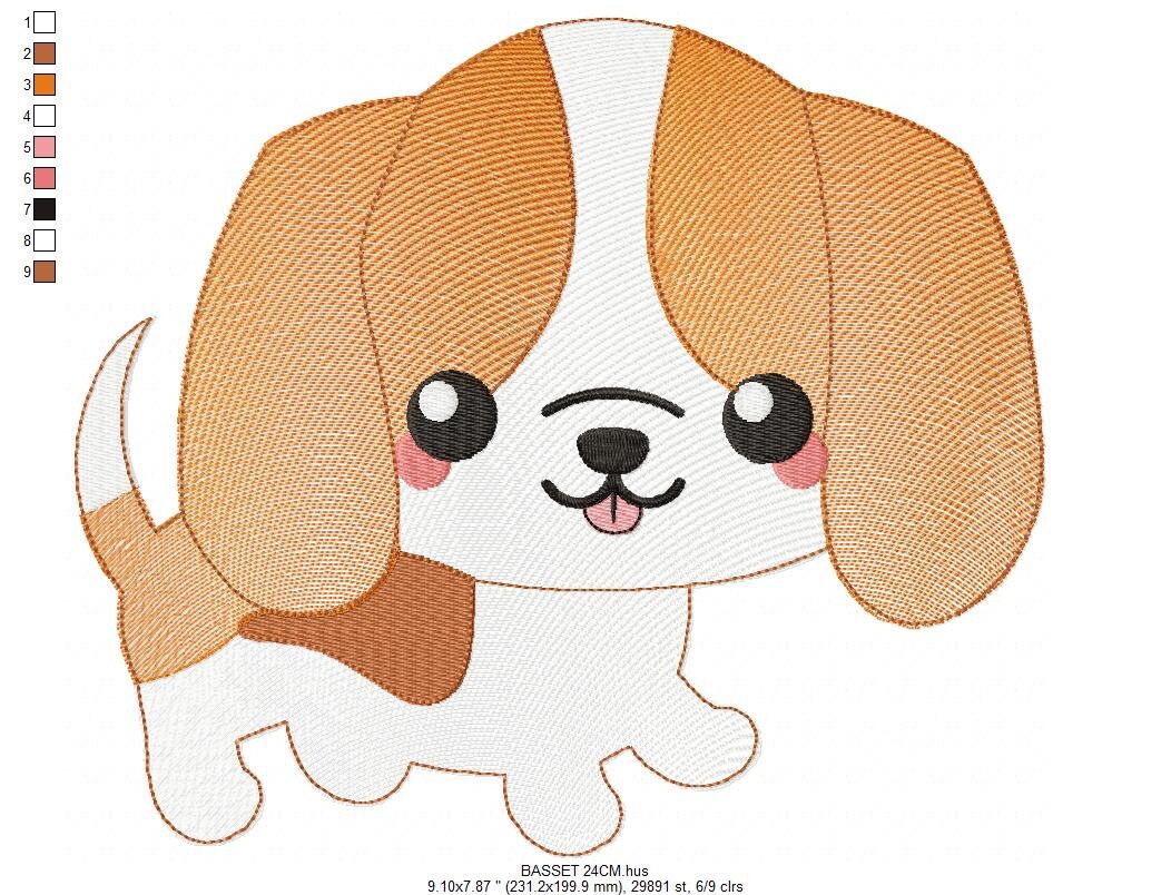 Basset Hound embroidery designs - Dog embroidery design machine embroidery pattern - Puppy embroidery file -  Pet embroidery download pes Marcia Embroidery