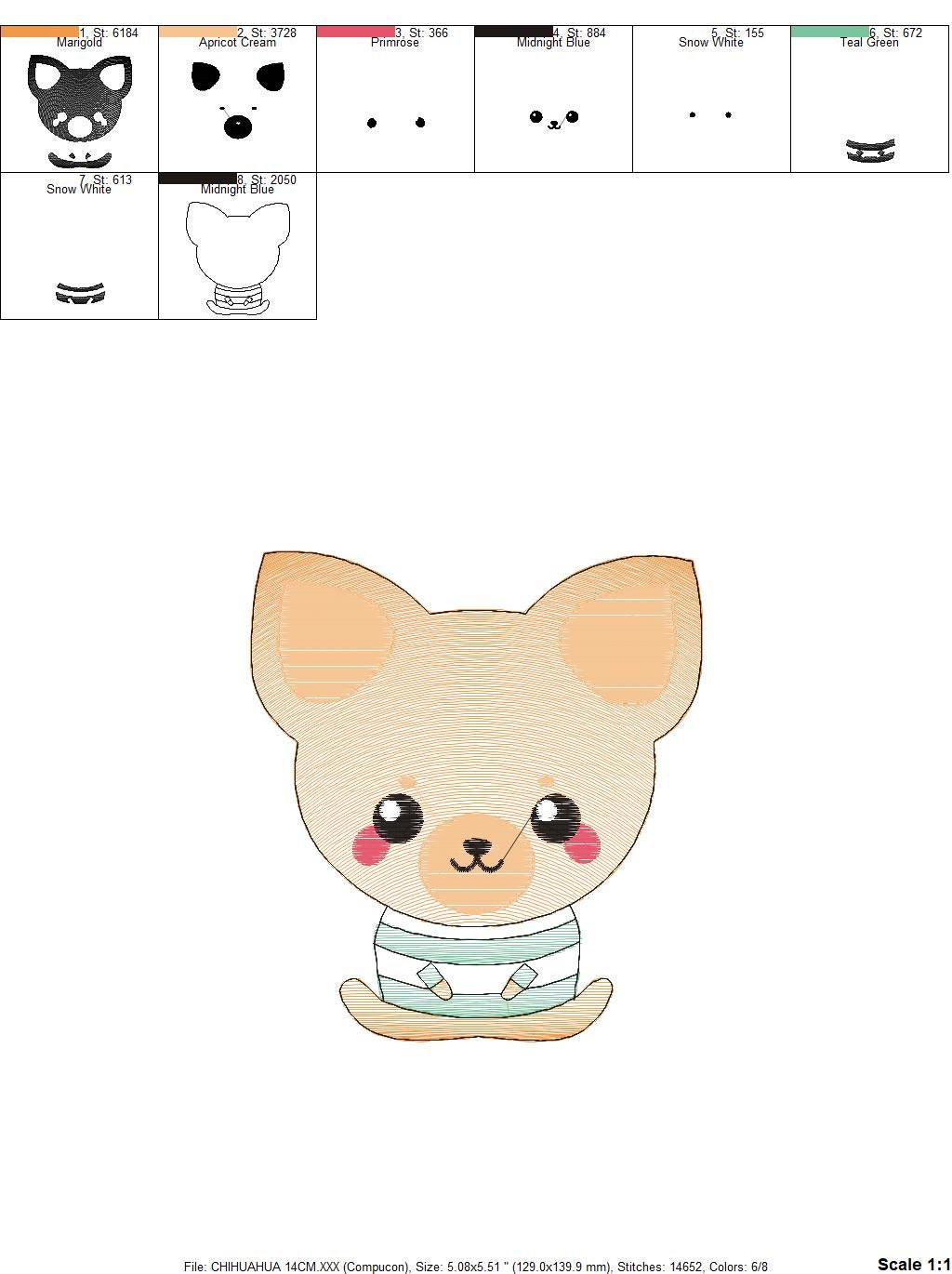 Chihuahua embroidery designs - Dog embroidery design machine embroidery pattern - Puppy embroidery file - Chihuahua embroidery download pes - Marcia Embroidery