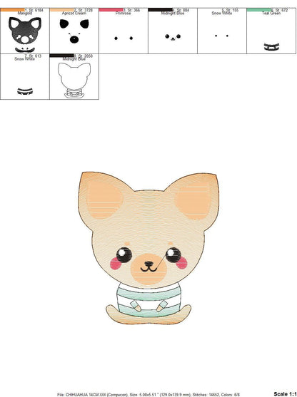 Chihuahua embroidery designs - Dog embroidery design machine embroidery pattern - Puppy embroidery file - Chihuahua embroidery download pes - Marcia Embroidery