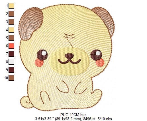 Pug embroidery designs - Dog embroidery design machine embroidery pattern - Puppy embroidery file -  Pet dogs embroidery download pes jef - Marcia Embroidery