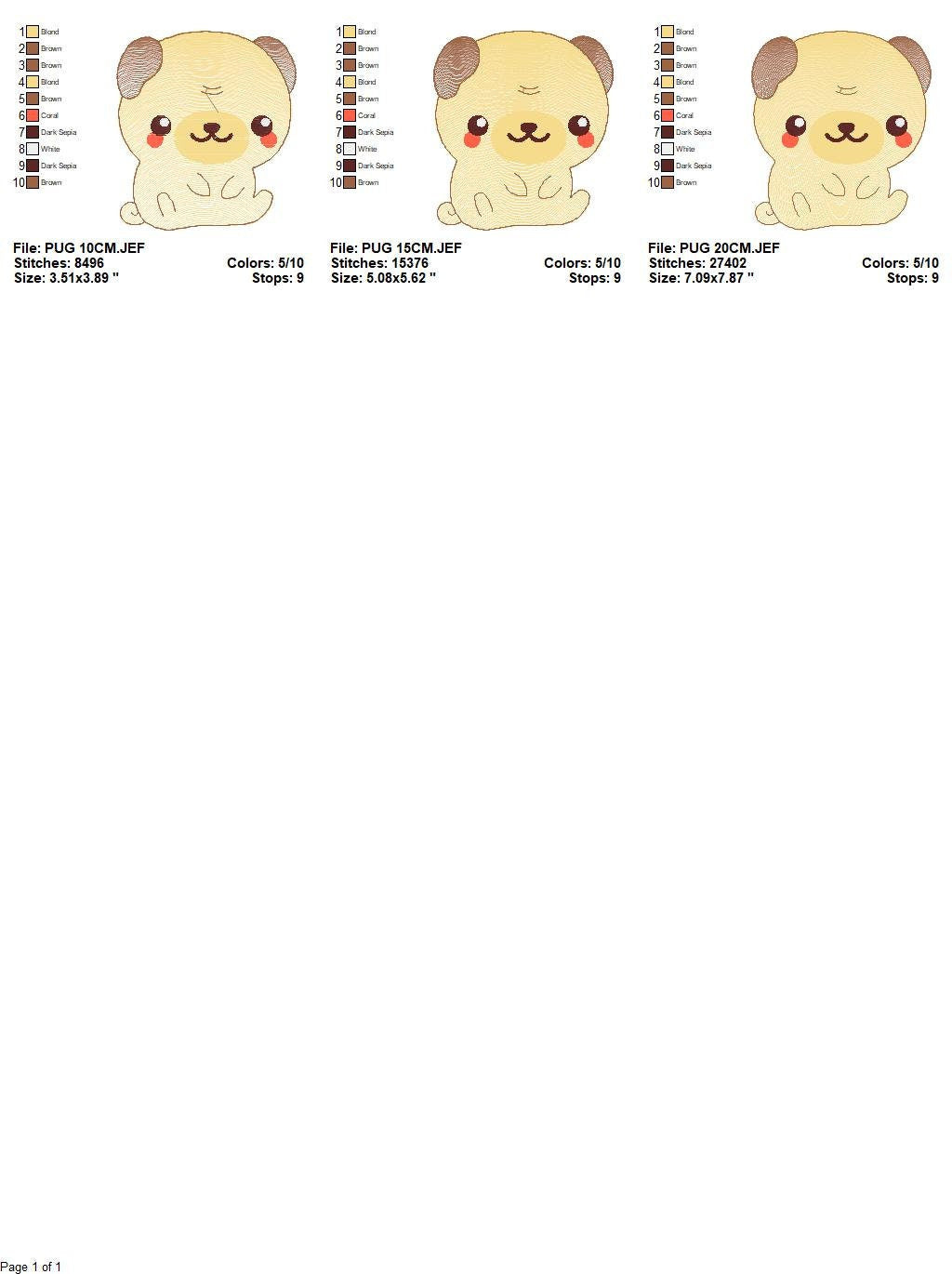 Pug embroidery designs - Dog embroidery design machine embroidery pattern - Puppy embroidery file -  Pet dogs embroidery download pes jef - Marcia Embroidery