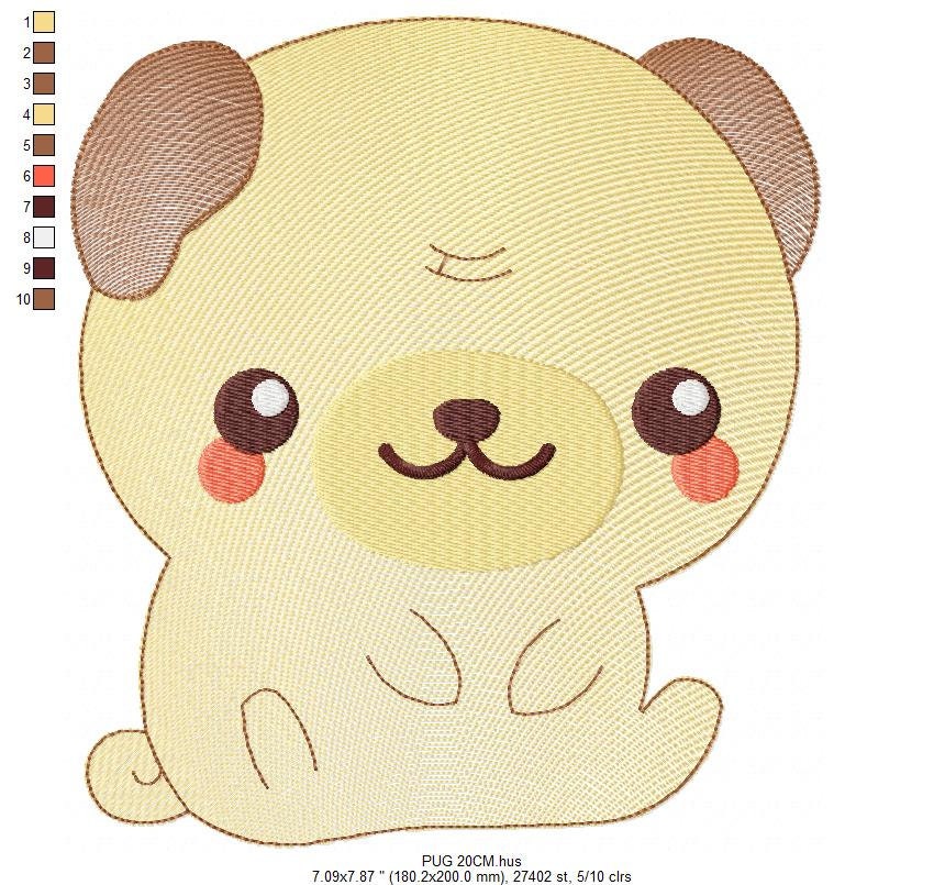 Pug embroidery designs - Dog embroidery design machine embroidery pattern - Puppy embroidery file -  Pet dogs embroidery download pes jef - Marcia Embroidery