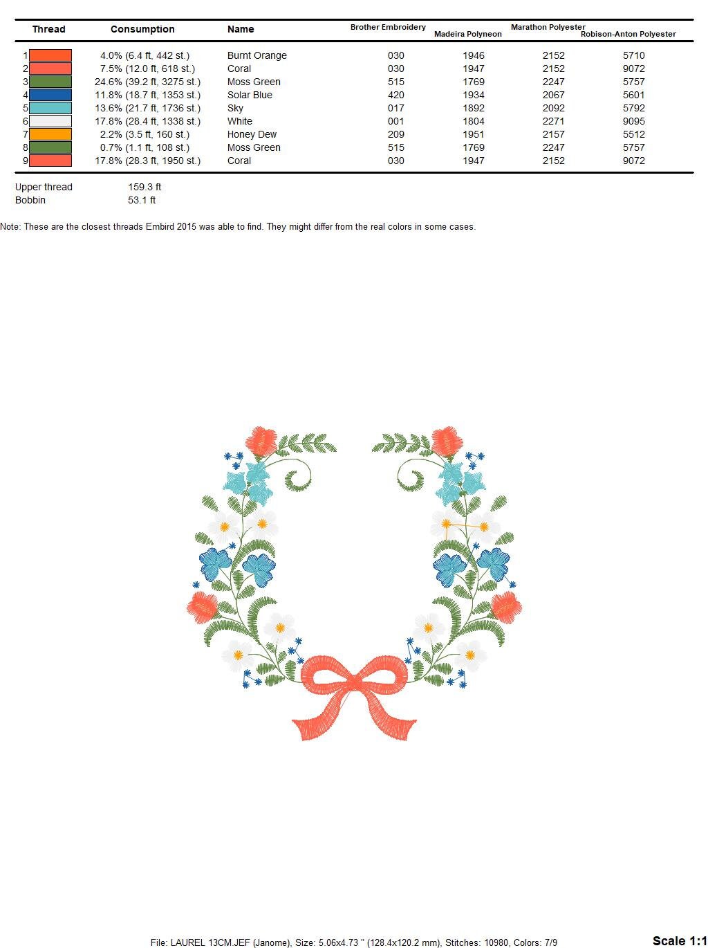 Laurel with lace and flowers embroidery designs - Floral wreath embroidery design machine embroidery pattern - instant digital download pes Marcia Embroidery