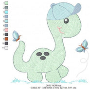 Load image into Gallery viewer, Dinosaur embroidery designs - Dino embroidery design machine embroidery pattern - instant download - Baby boy embroidery file brontosaurus
