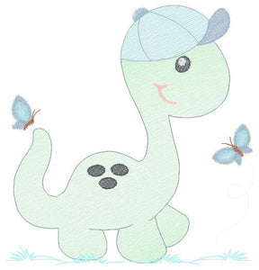 Dinosaur embroidery designs - Dino embroidery design machine embroidery pattern - instant download - Baby boy embroidery file brontosaurus