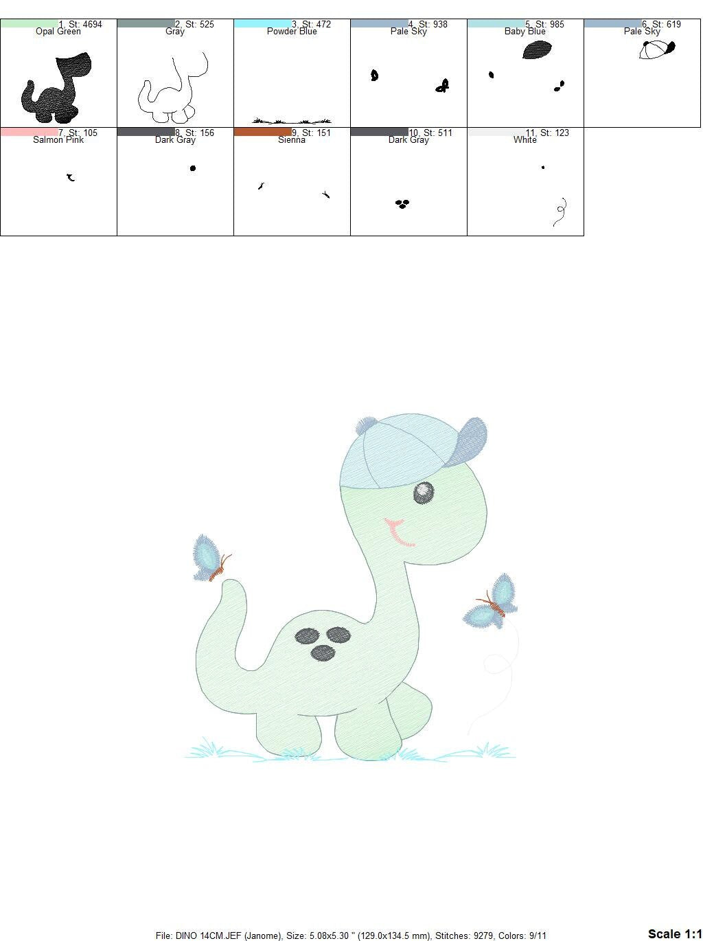 Dinosaur embroidery designs - Dino embroidery design machine embroidery pattern - instant download - Baby boy embroidery file brontosaurus Marcia Embroidery