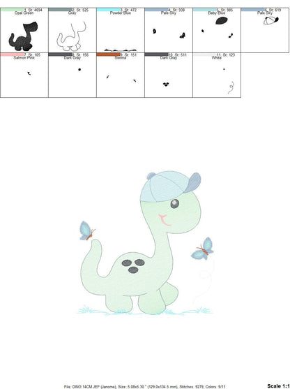 Dinosaur embroidery designs - Dino embroidery design machine embroidery pattern - instant download - Baby boy embroidery file brontosaurus Marcia Embroidery