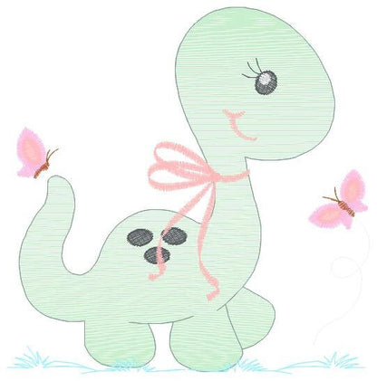 Dinosaur embroidery designs - Dino embroidery design machine embroidery pattern - instant download - Baby boy embroidery file brontosaurus Marcia Embroidery