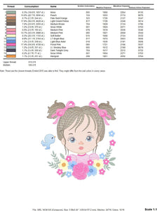 Girl embroidery designs - Flower girl embroidery design machine embroidery pattern - girl with flowers embroidery file butterfly embroidery