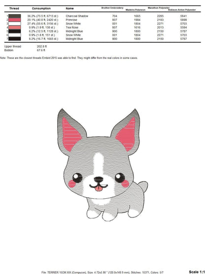 Bull Terrier embroidery designs - Dog embroidery design machine embroidery pattern - Puppy embroidery file  Pet embroidery instant download Marcia Embroidery