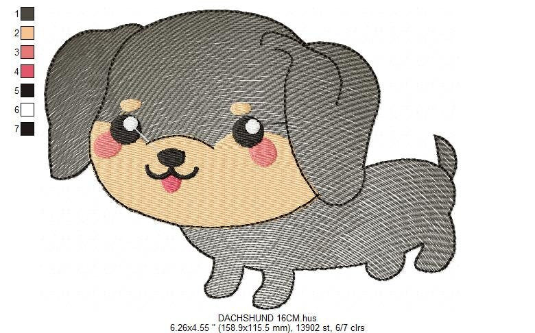 Dachshund embroidery designs - Dog embroidery design machine embroidery pattern - Puppy embroidery file -  Pet embroidery instant download Marcia Embroidery