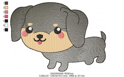Dachshund embroidery designs - Dog embroidery design machine embroidery pattern - Puppy embroidery file -  Pet embroidery instant download Marcia Embroidery