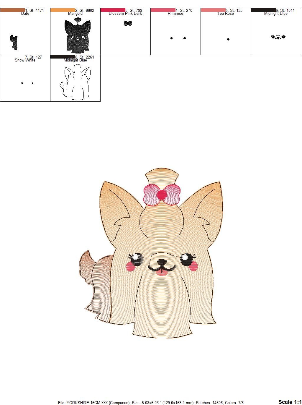 Yorkshire embroidery designs - Dog embroidery design machine embroidery pattern - Puppy embroidery file - Pet embroidery instant download Marcia Embroidery