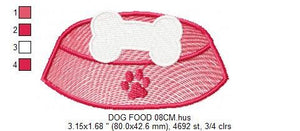 Dog food dish embroidery designs - Pet food bowl embroidery design machine embroidery pattern - Boy kid embroidery file - instant download