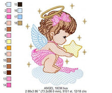 Cargar imagen en el visor de la galería, Angel with wings embroidery designs - Baby girl embroidery design machine embroidery pattern - Girl with wings embroidery file pes download
