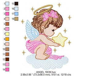 Angel with wings embroidery designs - Baby girl embroidery design machine embroidery pattern - Girl with wings embroidery file pes download