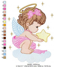 Cargar imagen en el visor de la galería, Angel with wings embroidery designs - Baby girl embroidery design machine embroidery pattern - Girl with wings embroidery file pes download
